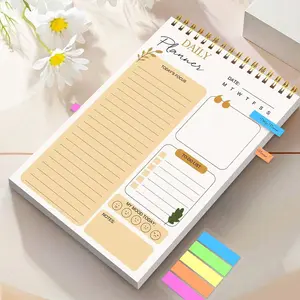 Daily Planner Notebook, 1 Count Hourly Schedule To Do List Notepad with Color Index Sticker, Homeschool Planner, Weekly Planner, Office Stationery Supplies, Office Supplies for Home School Dormitory