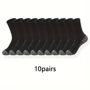 10/30 Pairs Men's Knee-High Athletic Socks - Moisture-Wicking Breathable Elastic Ribbed Cuff, Reinforced Toe & Heel, Seamless Design for Sports & Casual Wear - Black & White, Durable Sock Material iconic