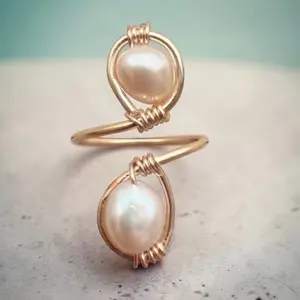 Handcrafted Double Freshwater Pearl Wrap Ring