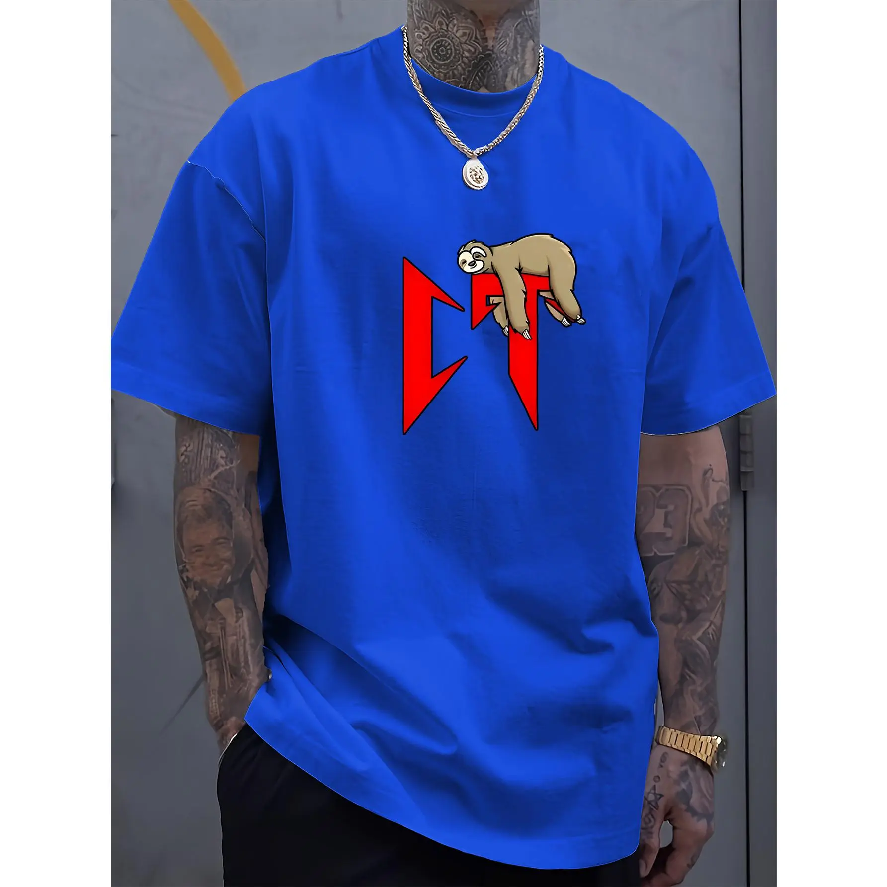 sloth print tee shirt, Tees for Men, Casual Short Sleeve T-shirt for summer