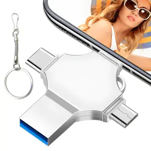 USB Flash Drive, 4 in 1 High Speed USB 3.0 Memory Stick, Thumb Drive, External Storage for iPhone,iPad, Android Phones, PC and More Devices 128/256GB