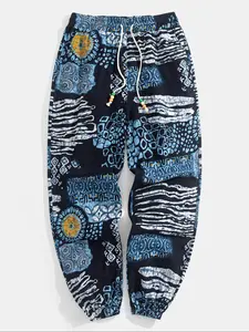 Men's All Over Print Drawstring Waist Jogger Pants, Casual Comfy Loose Pocket Trousers, Casual Sports Trousers for Spring & Fall, Fashion Men's Bottoms for Daily Wear