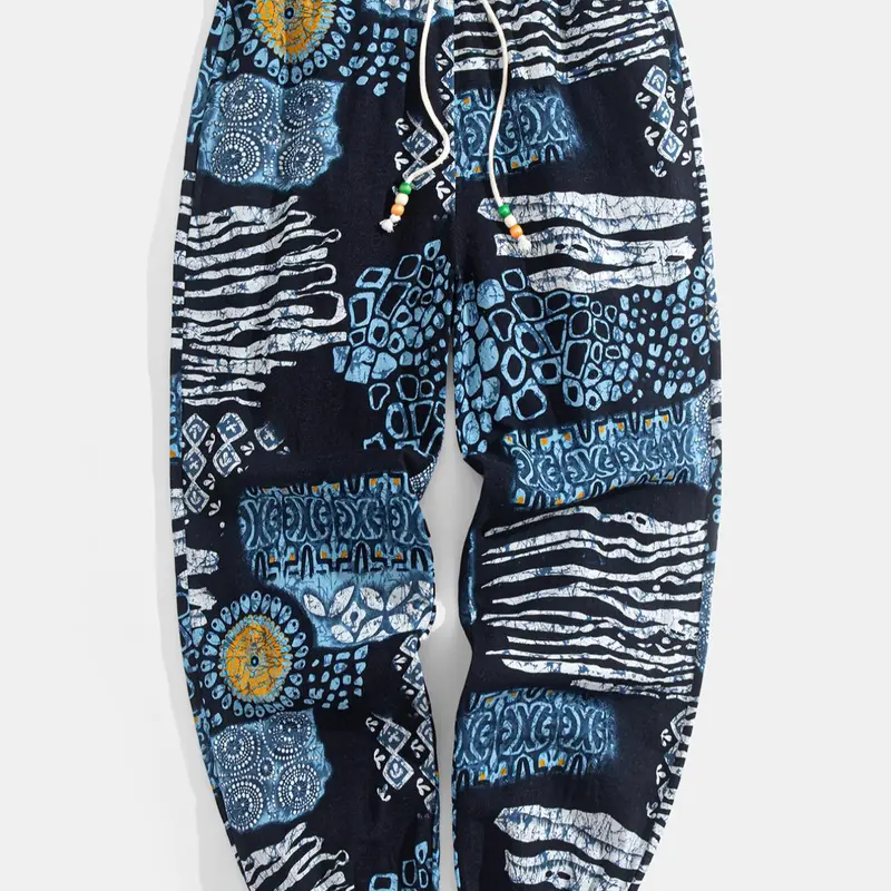 Men's All Over Print Drawstring Waist Jogger Pants, Casual Comfy Loose Pocket Trousers, Casual Sports Trousers for Spring & Fall, Fashion Men's Bottoms for Daily Wear