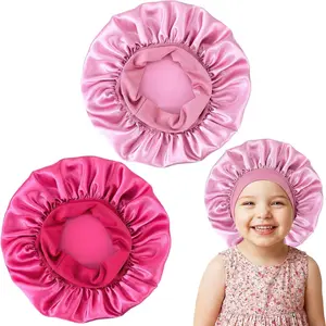 2 count  Bonnet for Girl, Elastic Wide Band Satin Bonnet Sleep Cap for Teen Boy  Curly Hair Braid Sleeping