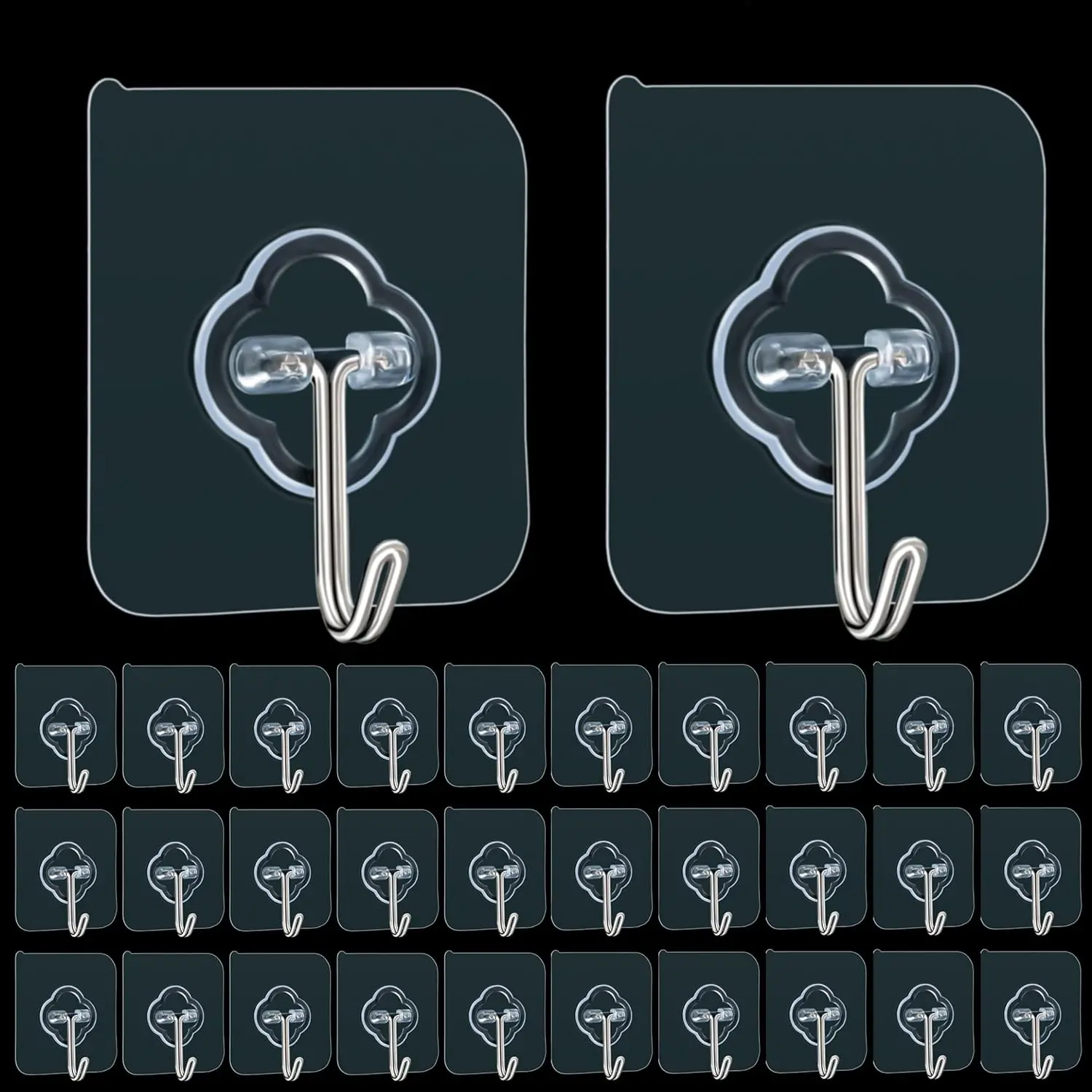 Adhesive Hooks, 32 Pack 33lb(Max) Sticky Hooks, Transparent  Removable Adhesive Hooks for , Wall Hooks for  Can be Use for Kitchen Bathroom Shower Outdoor  Improvement