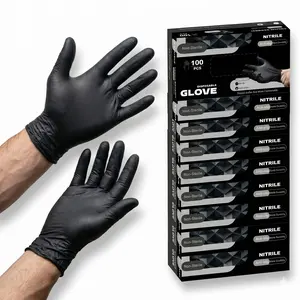 Disposable Black Synthetic Nitrile Gloves, Latex-Free, Powder-Free, Food-Grade, Touch Screen Friendly for Cooking, Cleaning, Mechanics, Pack of 100 gpcraft