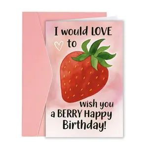 1PC Charming Strawberry-Themed Birthday Card, Ideal for Friends, Family, And Dear Ones. It'S a Delightful Way to Commemorate Special Occasions with a Cheerful Message, Suitable for Any Birthday Festivity