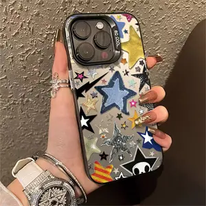 Phone Case: 1pc Colorful Star Pattern Phone Case Suitable for Apple IPhone17 16 15 14 13 12 11 PRO MAX PLUS,AIR and iPhone XR XS MAX 7 8Plus 16E SE Shock Proof Vintage Funky Cute Fashion Can Be Given to Friends Can Be Given to a Lover