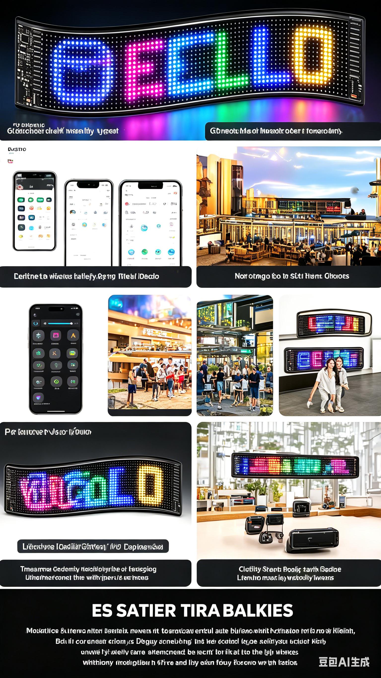 Customizable RGB Flexible LED Panel, APP Controlled Text Display