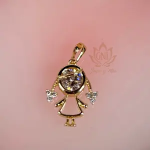 Girl 14k Gold Plated Cubic Zirconia Pendant