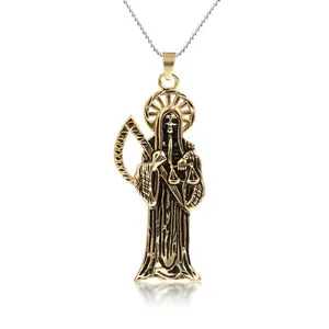 Hip-hop retro style skull motorcycle pendant gold necklace stainless steel men's and women's jewelry stainless steel necklace