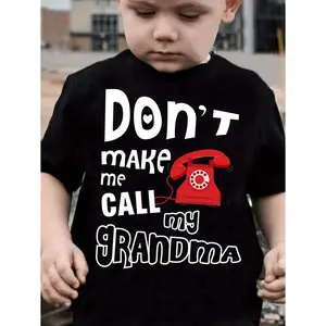 [Funny Boys T-Shirt] Chicfull Boys Funny "Don't Make Me Call My Grandma" T-Shirt - Funny Don't Let Me Call, Casual Round Neck Tee Suitable for, Spring Summer Casual Attire & Sleepovers