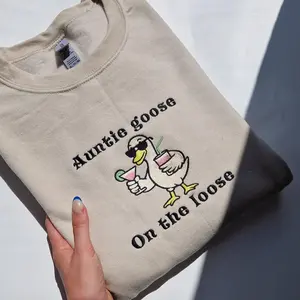Funny Auntie Hoodie – Auntie Goose On the Loose – Embroidered Goose Sweatshirt – Cool Aunt Gift – Funny Brunch Shirt – Quirky Aunt Outfit
