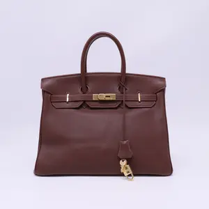 Pre-owned HERMÈS Leather Tote Bags Hermes Fjord Birkin 35 Rouge H Twins B22529