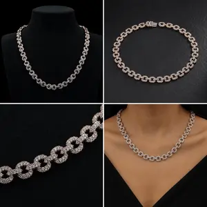 VVS Moissanite Diamond 925 Sterling Silver Iced Out Miami Cuban Link Chain Necklace