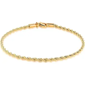 18K Gold Plated Braided Anklet for Women 2.7mm Thick 10" Adjustable, Valentines Day Gift Bestie Birthday Jewelry, Waterproof Durable Ankle Bracelet