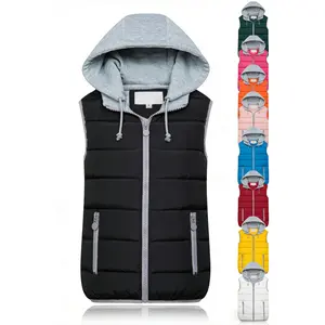 Women’s Winter Hooded Puffer Vest - Zip Up Quilted Padded Sleeveless Warm Outerwear Jacket Gilet