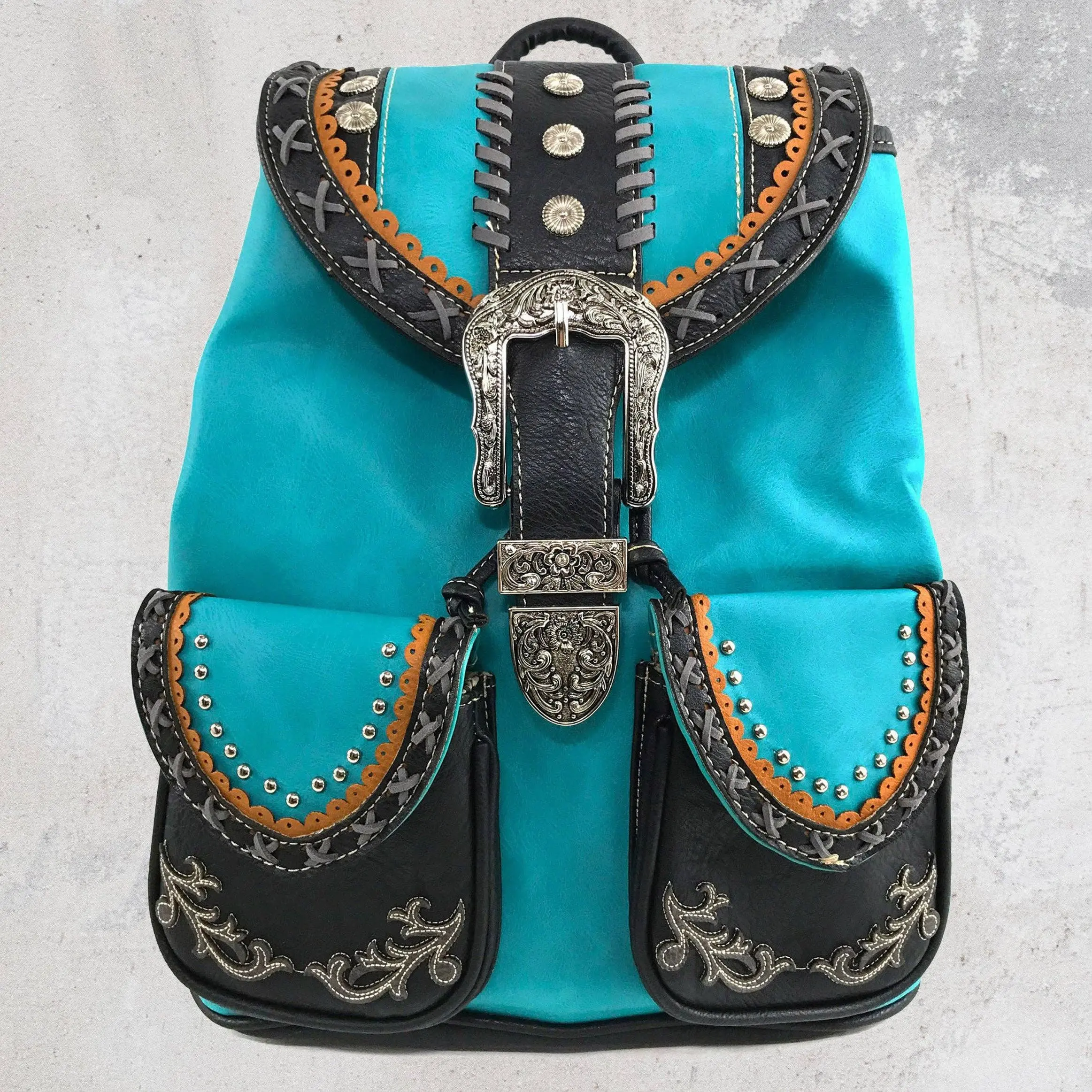 Western Leather Buckle Backpack - $59.99