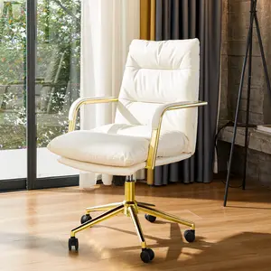 Ergoup Leather Office Chair with Support Armrests, Height Adjustable, Mid Back, Swivel Wheels, Black