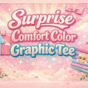 Surprise Comfort Color Graphic Tee - Womenswear Top with Fun Bow Design