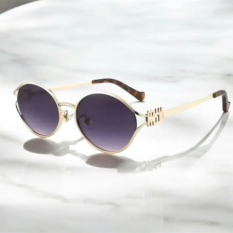Vintage small oval metal sunglasses Women new fashion luxury elegant sexy sun glasses ladies Trendy driving gradient shades uv400