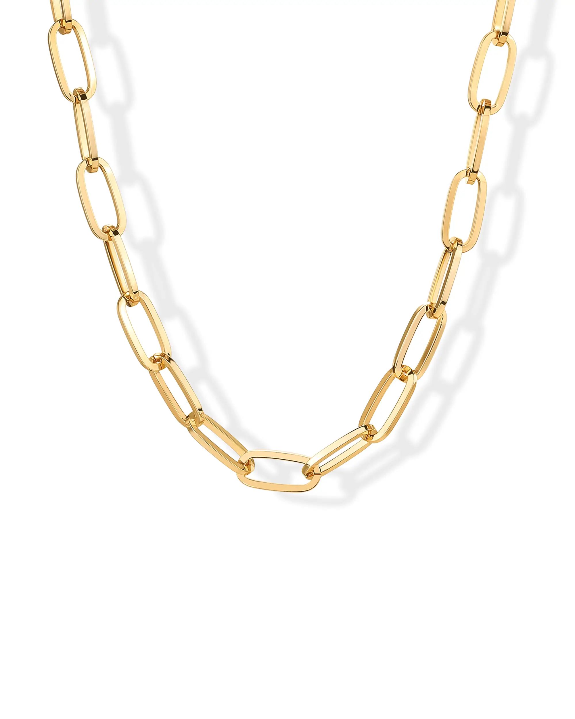PAVOI 14K Gold Plated Chunky Chain Choker Necklaces for Women - Gold Statement Graduated Link Chain Necklace - Bold Oval Link Barbell Links Paperclip