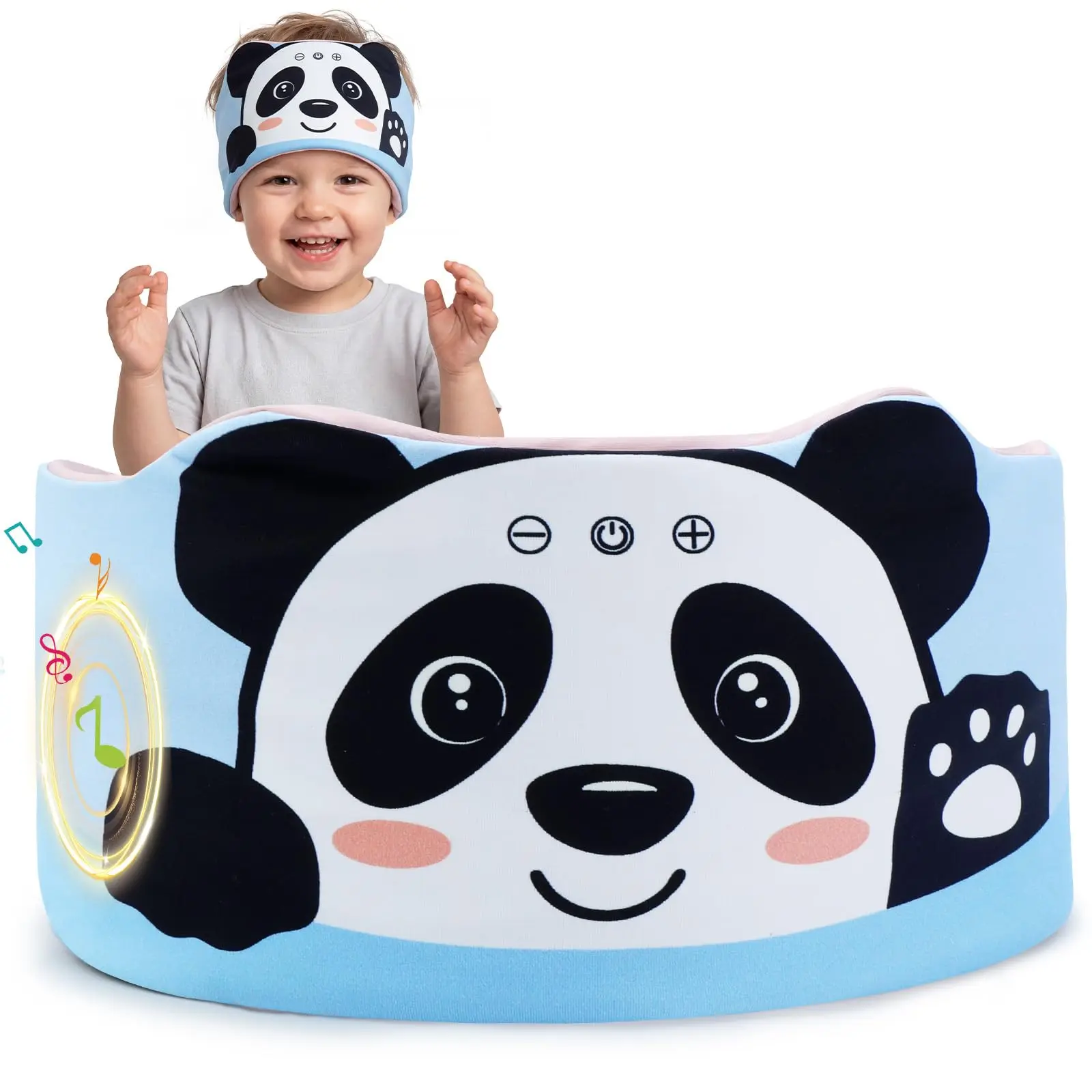 LC-dolida Toddler Cartoon Fabric Headband Headphones - Bluetooth & Wired 2-in-1 Stereo Device, Wireless/Wired Connection, Safe Volume Limit, 1.1M 3.5mm Aux Cable, Washable Sleep Eye Mask, Portable Game/Audio Accessory, Ideal Gift for Kids, Protection