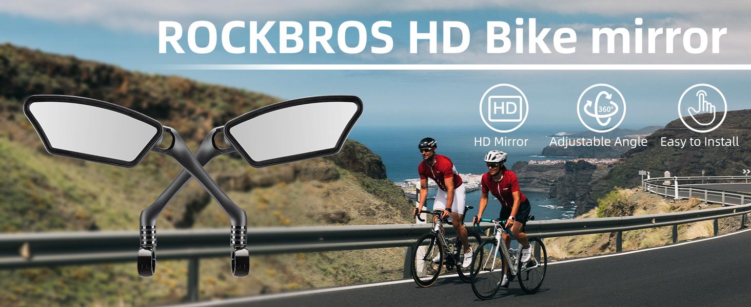 ROCKBROS Bike Mirrors for Handlebars - HD Blast-Resistant Bicycle Mirror for Ebike - 360 Degree Adjustable Bike Rear View Mirror - Left and Right ROCKBROS Bike Mirrors for Handlebars - HD Blast-Resistant Bicycle Mirror for Ebike - 360 Degree Adjustable Bike Rear View Mirror - Left and Right