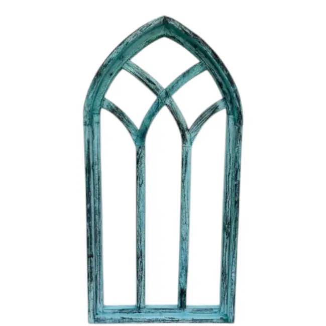 34" Cathedral Wood Arch, Blue, Handmade - G-2