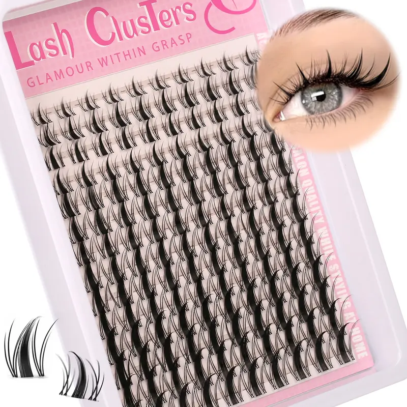 140pcs Fairy Eyelashes 8–18mm Manga Lash, DIY Makeup Lashes, C Curl DIY Natural Extensions, Wet Look Anime Lashes with Ultra-Thin Invisible Band, Individual False Eyelashes, Wispy Eyelash Clusters, Lightweight Lash Extensions