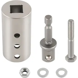 Trailer Jack Electric Drill Adapter with 1/2 Inch Socket Adapter Bit, Compatible with 1 Inch Jack Drive Shaft, Stainless Steel Top Wind Trailer Jack Cordless Drill Adapter