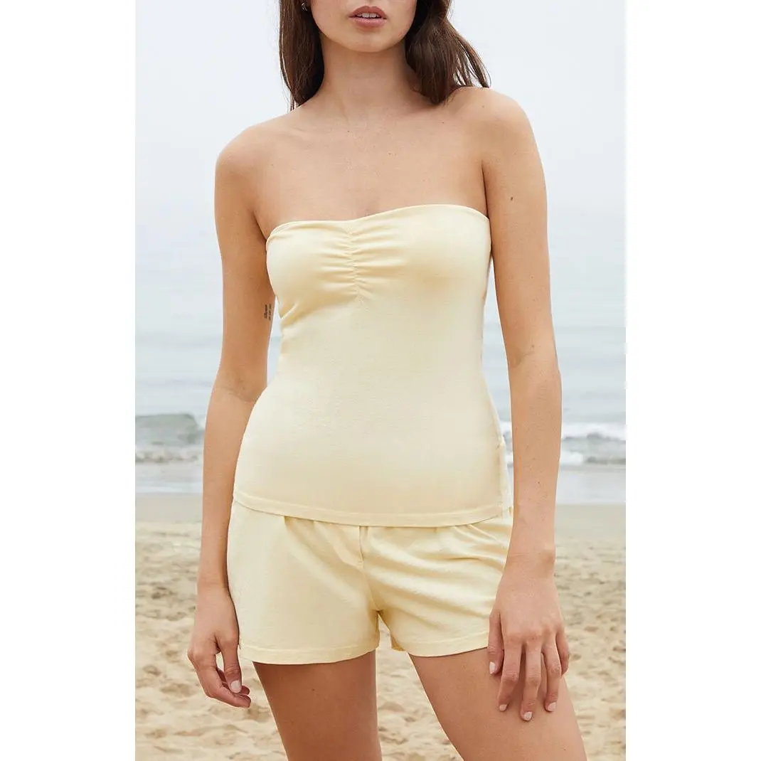 John Galt Women's Yellow Amelia Cinched Tube Top