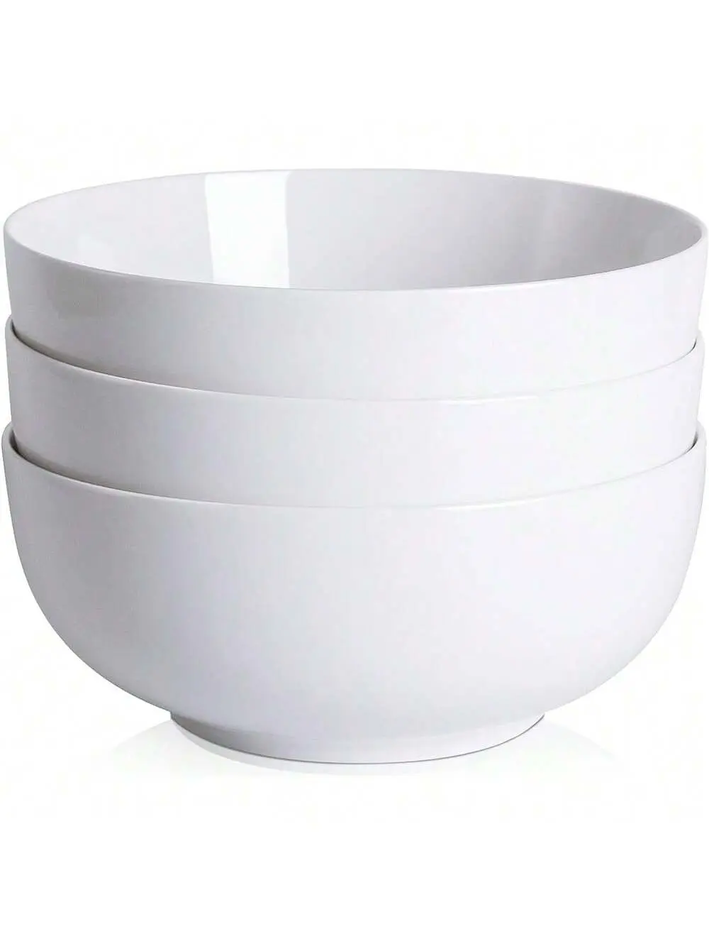 3-Pack 64 Oz. Premium White Kitchenware Ceramics Round Bowl Set - Sturdy Lightweight Serving Bowls, Microwave-Dishwasher-Oven Safe for Kitchen Use