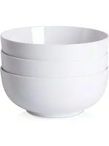 64 Ounce Porcelain Bowls Set 3 Pack Premium White Ceramic Bowls For Cereal, Soup, Salad, Pasta, Prep, Rice, Ice Cream, Microwave & Dishwasher Safe Lightweight Oven Round Sturdy Tableware Serving