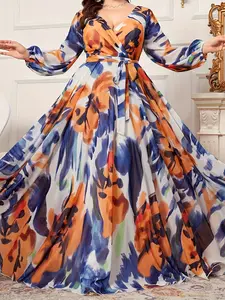 Women's Fashion Chic Casual Chiffon Print Elegant Dress, Stylish Ladies' Clothing, Womenswear, Perfect for Daily Wear and Special Occasions