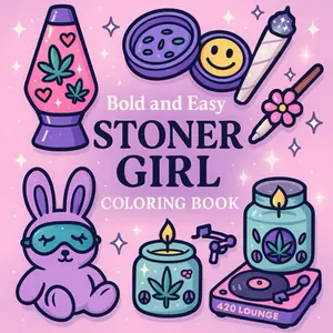 Bold and Easy Stoner Girl Coloring Book: [NEW] Simple Psychedelic and Trippy Dreamscapes Coloring Pages for Women Who Love Cannabis | Over 45+ Marijuana Motifs to Color and Relax Paperback – May 8, 2025