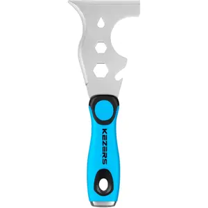 13-In-1 Painter's Tool, Stainless Steel Putty Knife Scraper, Paint Scraper Tool for Painting & Wood with Metal Hammer End, Multi-Use Drywall Paint Stripper Tool for Scraping Paint & Caulk