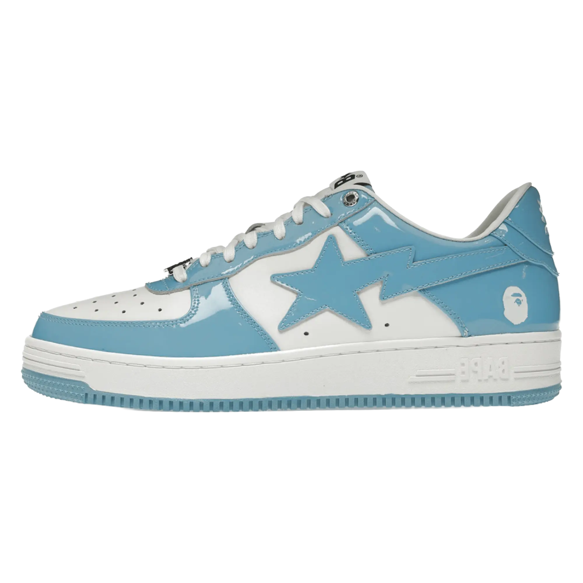 Bapesta Low Patent Leather "White University Blue" 001FWH701001 SAX A