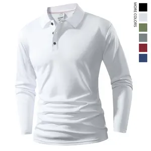 New men's long-sleeved polo shirt with a peaked collar in large size for golf. Plain knit fabric, moisture-wicking and sweat-absorbent. Exquisite workmanship. Suitable for casual wear in spring and autumn, as well as business casual occasions.
