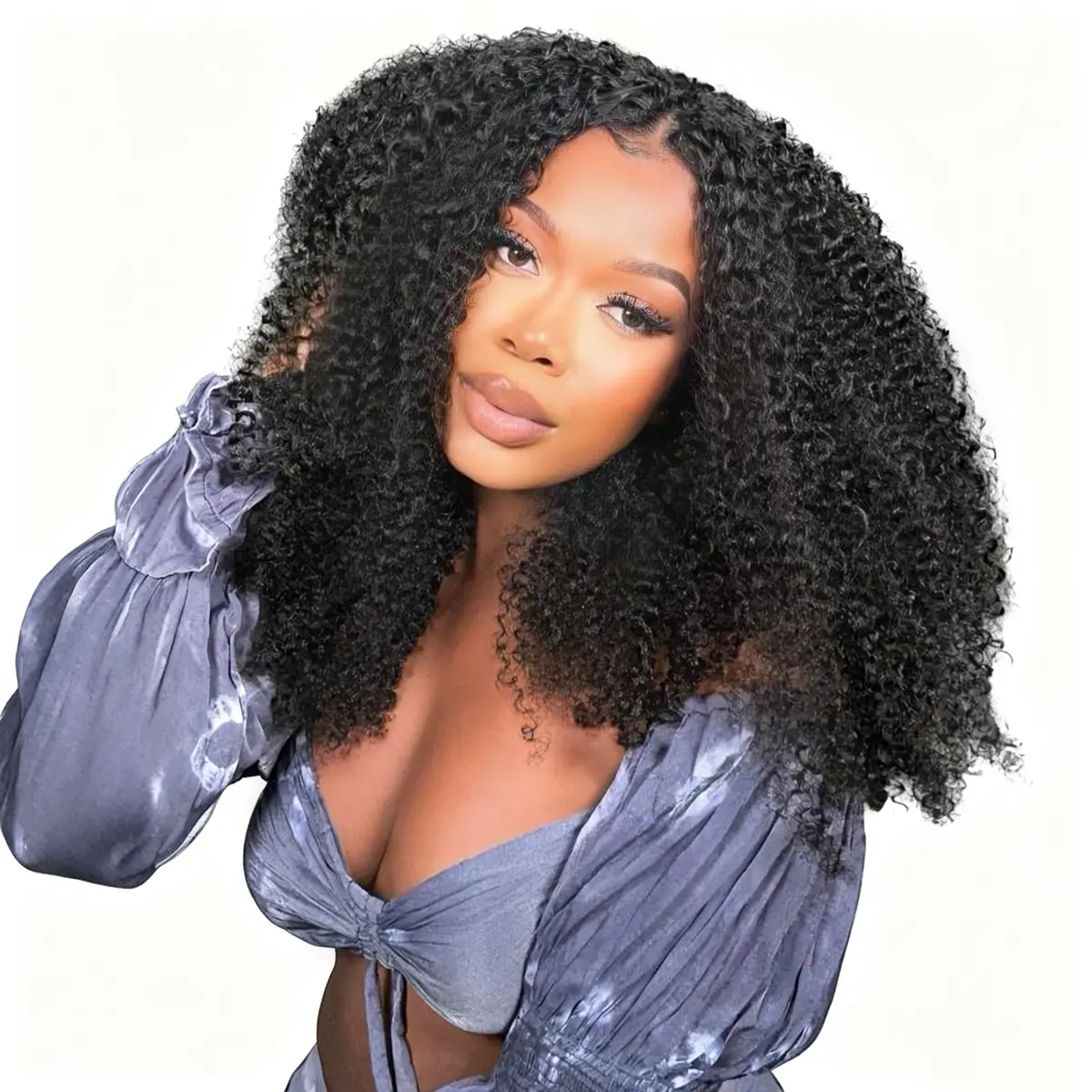 [New arrival] BGMgirl V-Part Afro Curly Human Hair Wig, 250% Density Thin Part No Leave Out, Glueless Beginner-Friendly Option with 0 Skill Needed for summer outfits, Wigs Human Hair back to school