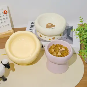 Cute Pet Ceramic Bowl, Suitable for All Cat Breeds and Small Dogs, Protects Pet Neck, Reduces Chin, Durable and Easy to Clean