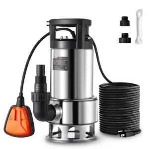 1 HP Sump Pump, 4020 GPH, 30 ft Lift, Stainless Steel Submersible Sludge Pump with 26 ft Power Cord, Automatic ON/OFF Float Switch, Drains Clean and Dirty Water for Basement Flood, Pool, Pond, Garden, Hot Tub