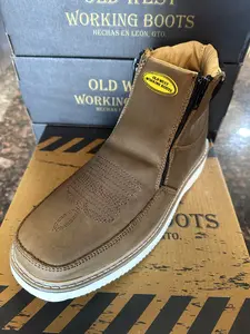 Doble zipper brown color Leather Handmade Lightweight Workshoes