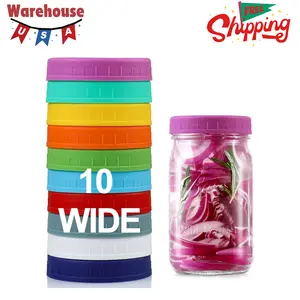 10 Pack Plastic Wide Mouth Mason Jar Lids for Ball