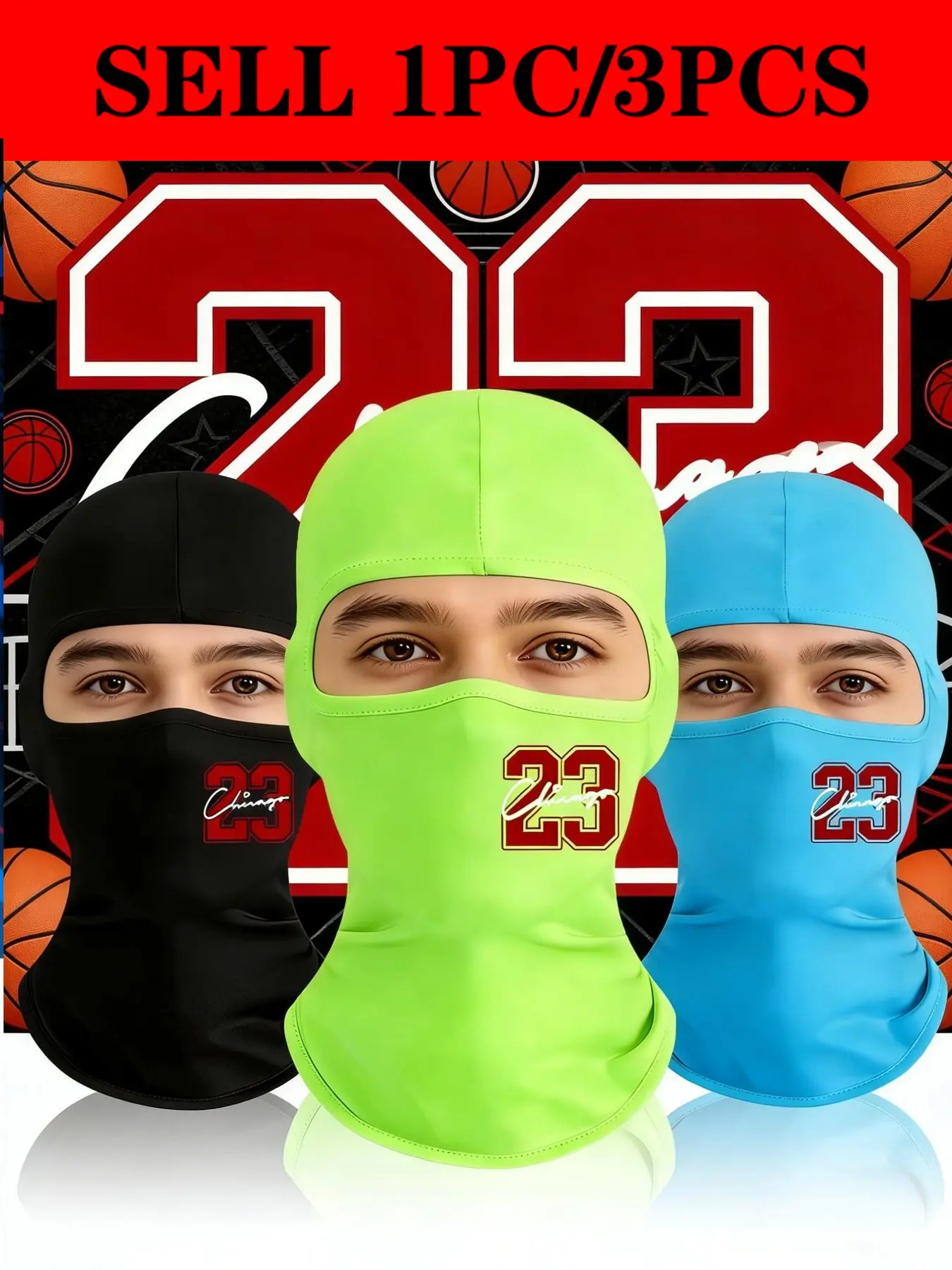 3pcs/1pc Unisex 23 Printing Balaclava Mask Ski Mask for Men Women Suitable for Outdoor Sports Daily Wear Gift Hat