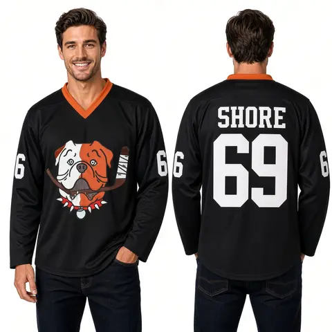 Men's Shoresy #69 Sudbury Blueberry Bulldogs Sublimated V-Neck Apparel Jersey, Polyester Sports Jersey for Collectors, High-Quality Construction Athletic Top with Custom Sublimated Design & Visible Back Name and Number Shore 69