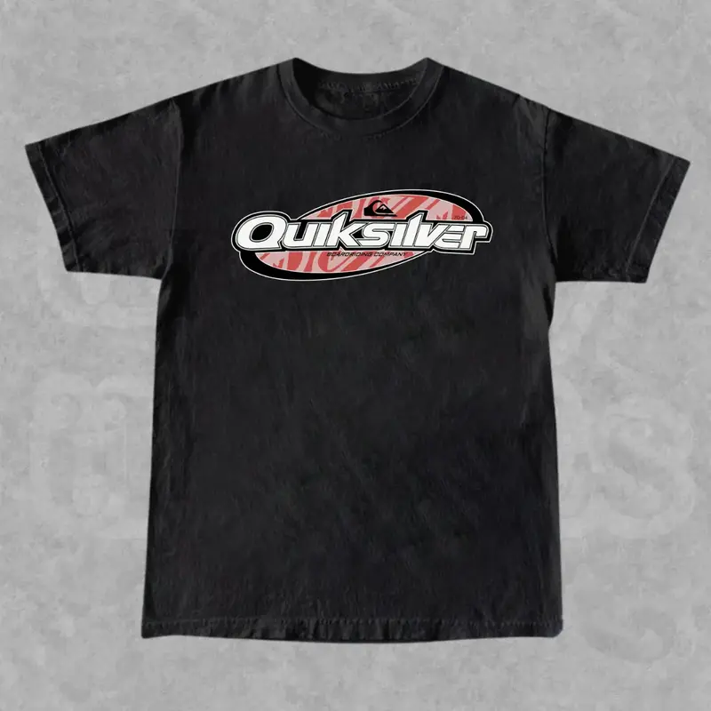 T-shirt Vintage Quiksilver Waterman - Noir, Taille L, Homme, Coton, Imprimé Graphique