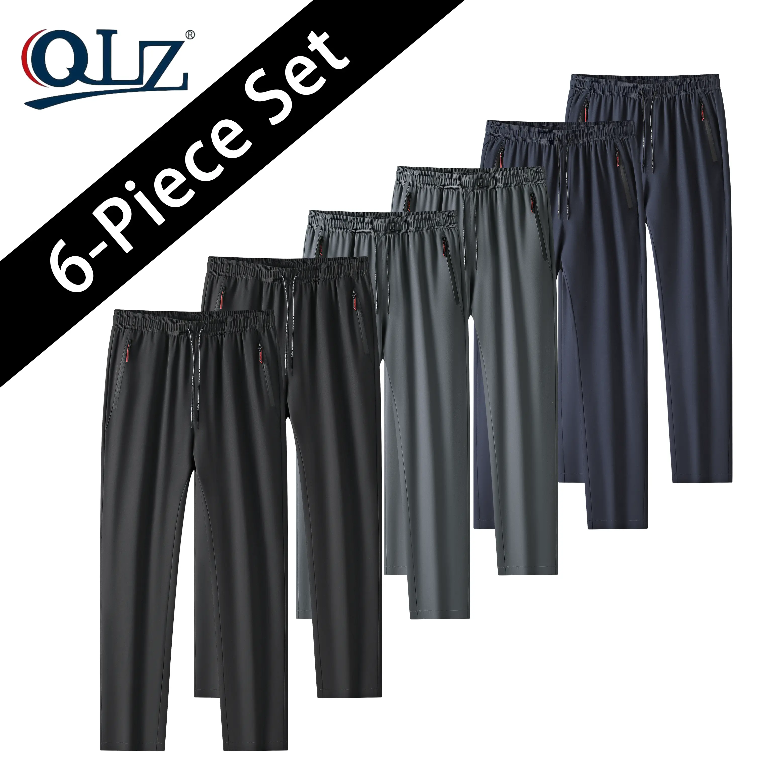 6-pack of men's athletic sweatpants features secure zipper pockets for your phone & keys.Lightweight, breathable fabric perfect for running, jogging, or workout sessions.Stay dry, stay locked in.