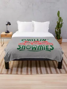 Chillin’ with My Snowmies Santa Hat In Winter Throw Blanket Lightweight Flannel Blanket – One Side Printed - Cozy Gift