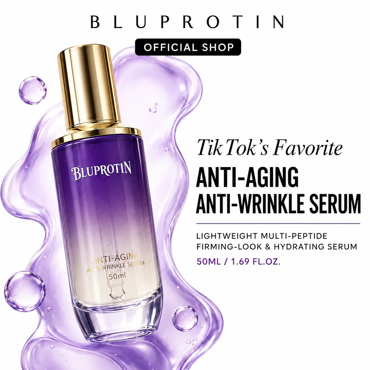 [NEW] Bluprotin Anti-Aging Copper Peptide Serum, 50ml/1.69 fl.oz Firming Facial Essence with Copper Tripeptide-1(GHK-Cu) & Hyaluronic Acid, Fast-Absorbing Plumping Care for Fine Lines & Sagging design